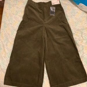 Olive Corduroy Wide Cropped Uniqlo Pants